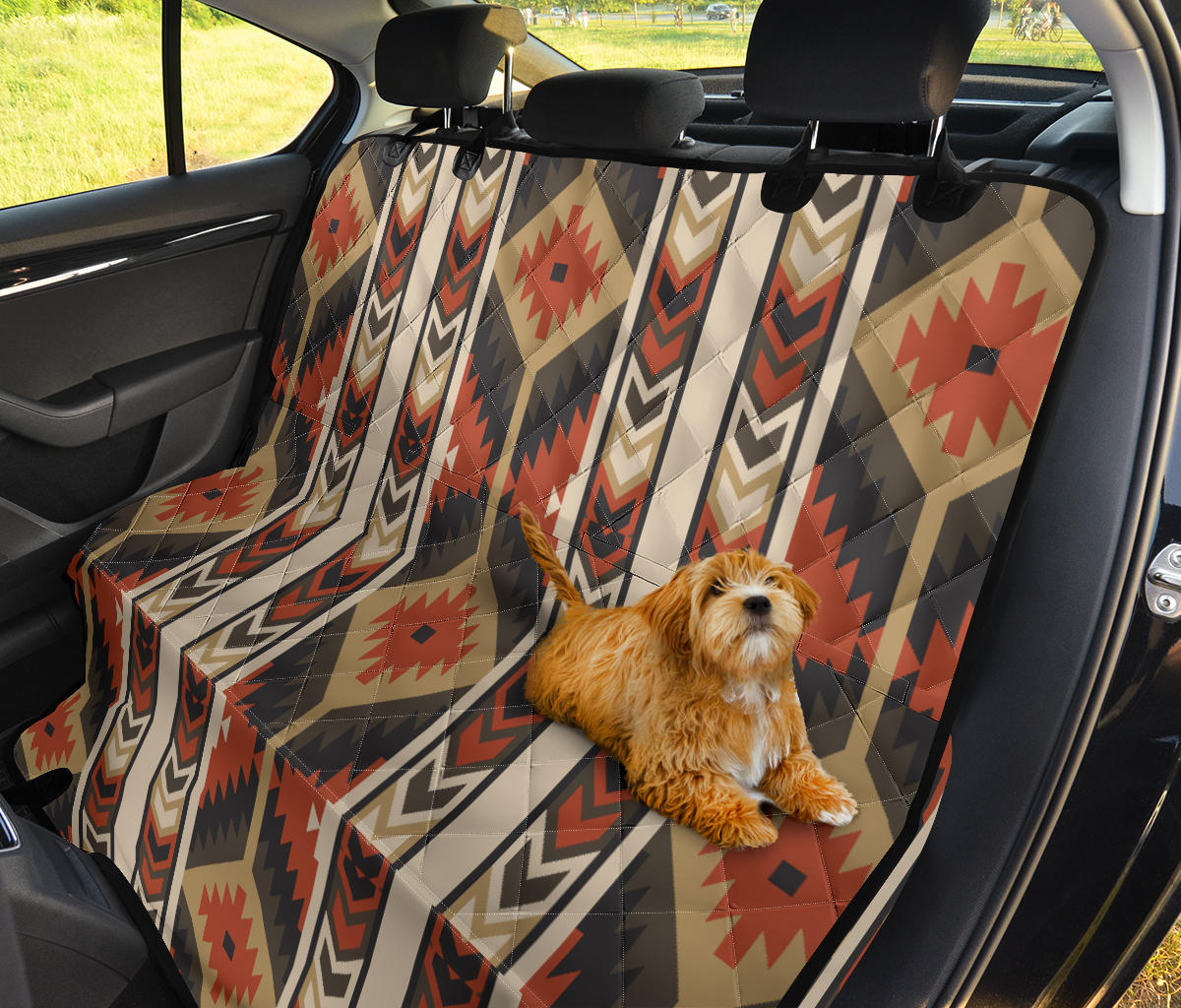 Brown Ethnic Car Back Seat Pet Cover