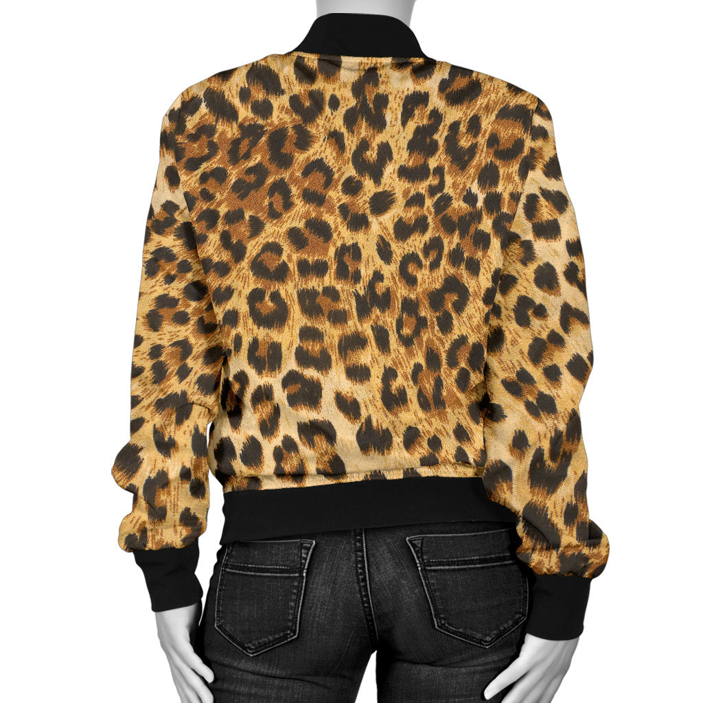 Womens Leopard Print Bomber Jacket