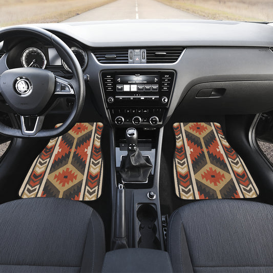 Brown Ethnic Car Floor Mats