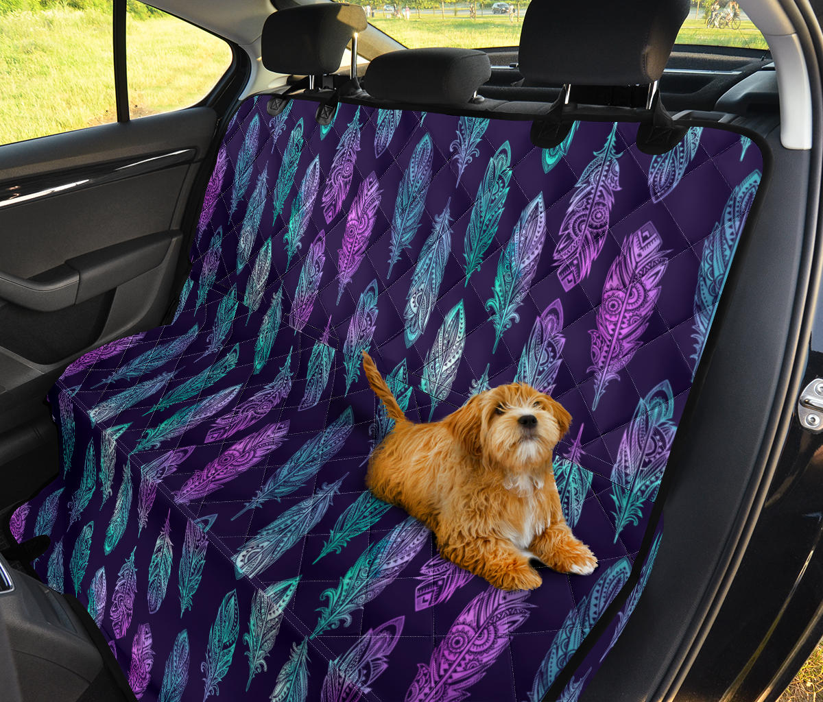 Neon Feathers Car Backseat Pet Cover