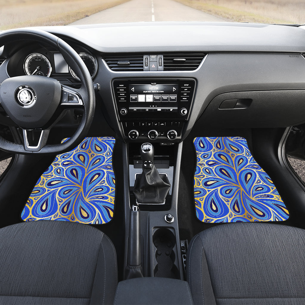 Blue & Gold Decor Car Floor Mats