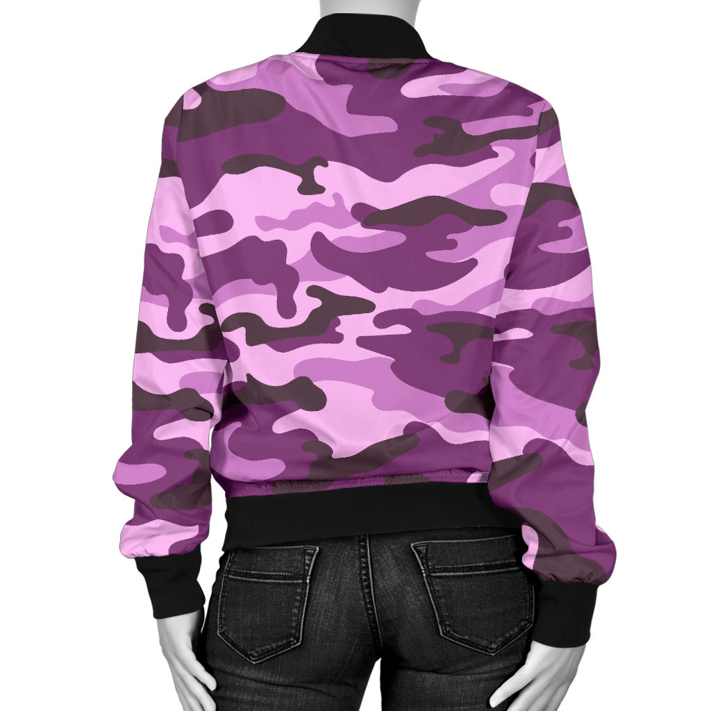 Womens Purple Camouflage Bomber Jacket