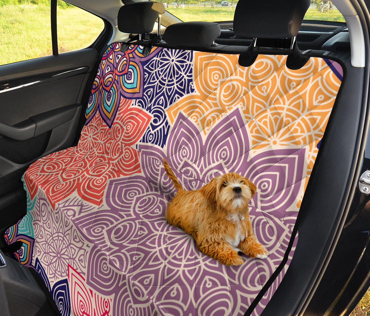 Colorful Floral Mandalas Car Back Seat Pet Cover