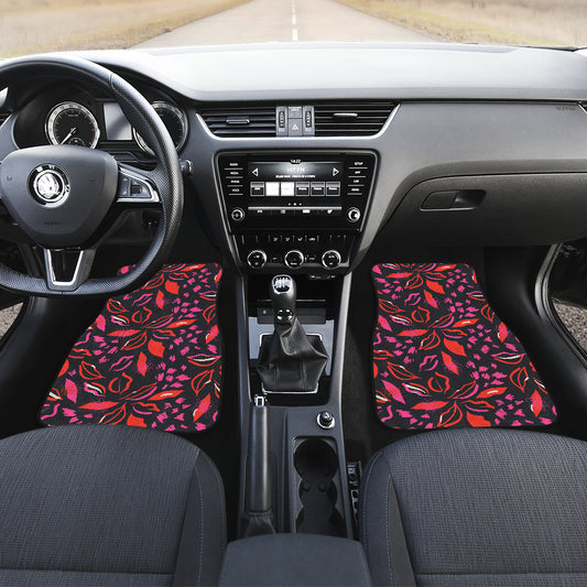Red Floral Lips Car Floor Mats