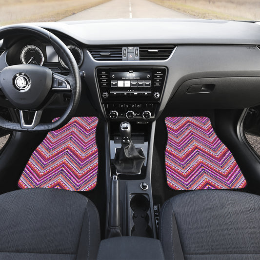 Pink Ethnic Zig Zag Car Floor Mats