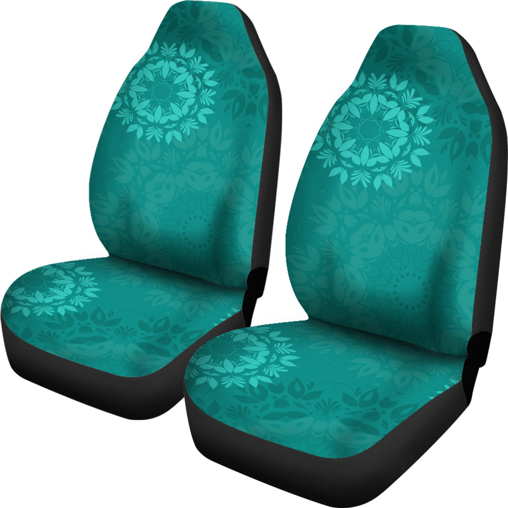 Light Green Teal Mandalas Car Seat Covers