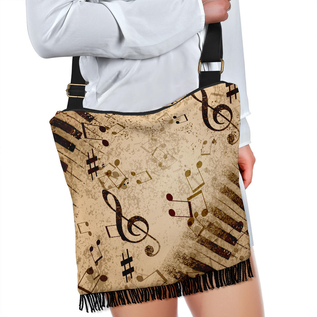 Vintage Piano & Musical Notes Crossbody Bag