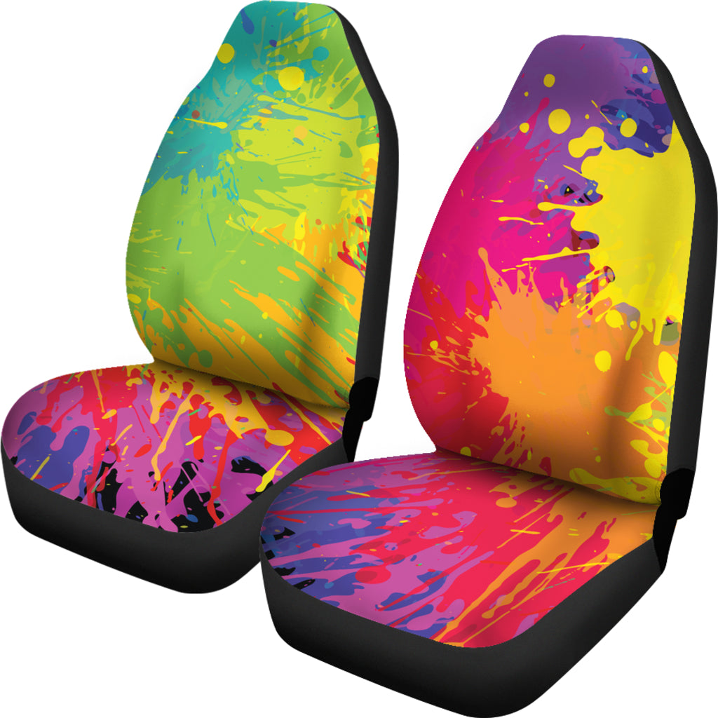 Colorful Paint Splatter Abstract Art Car Seat Covers