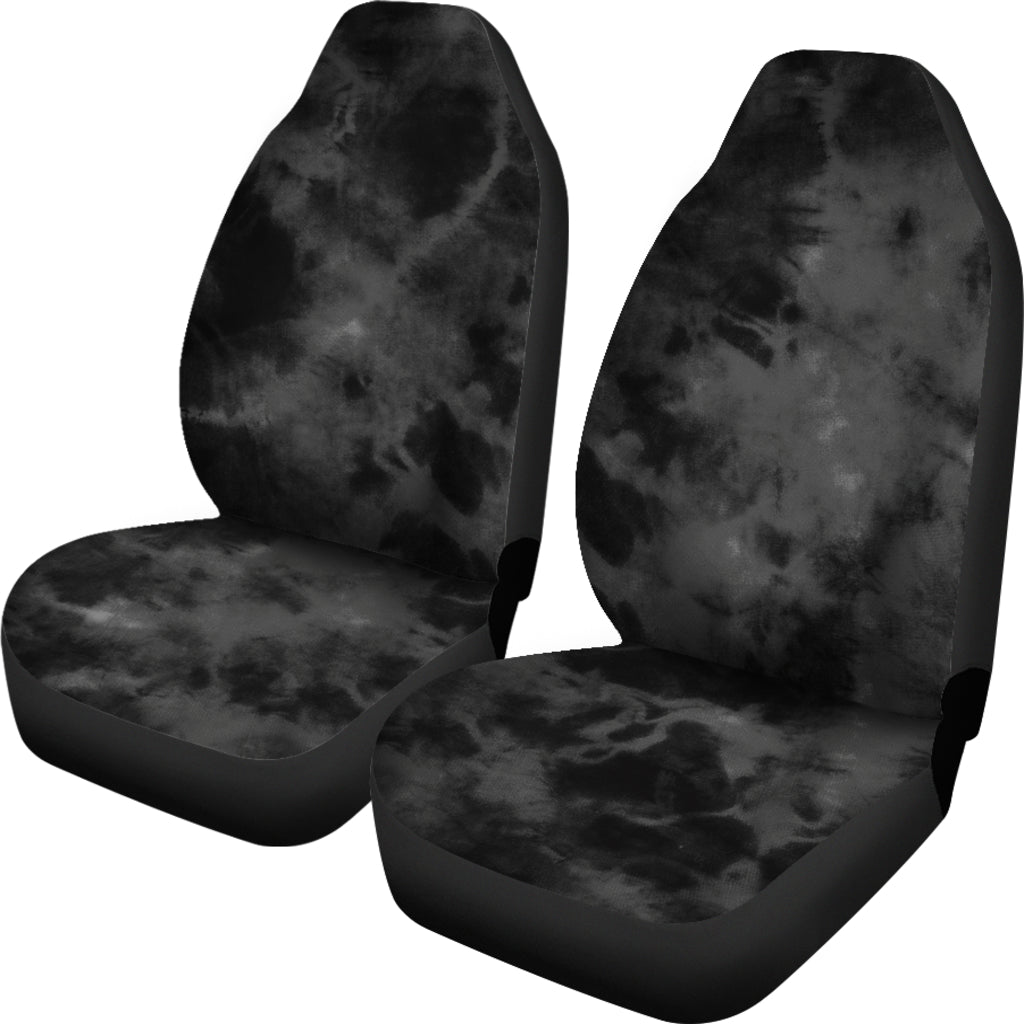 Dark Grey Grunge Tie Dye Car Seat Covers