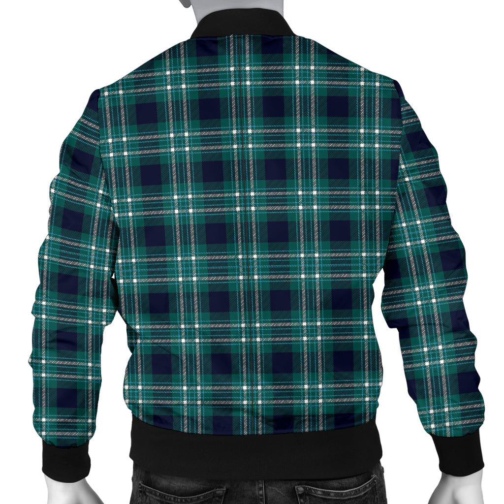Mens Green Plaid Bomber Jacket