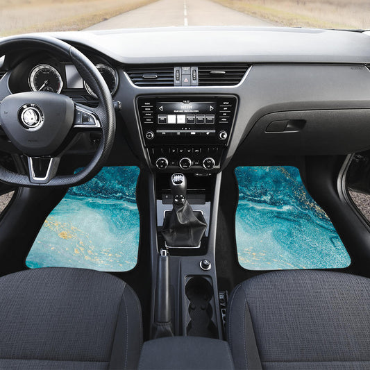 Teal Green Liquid Marble Print Car Floor Mats