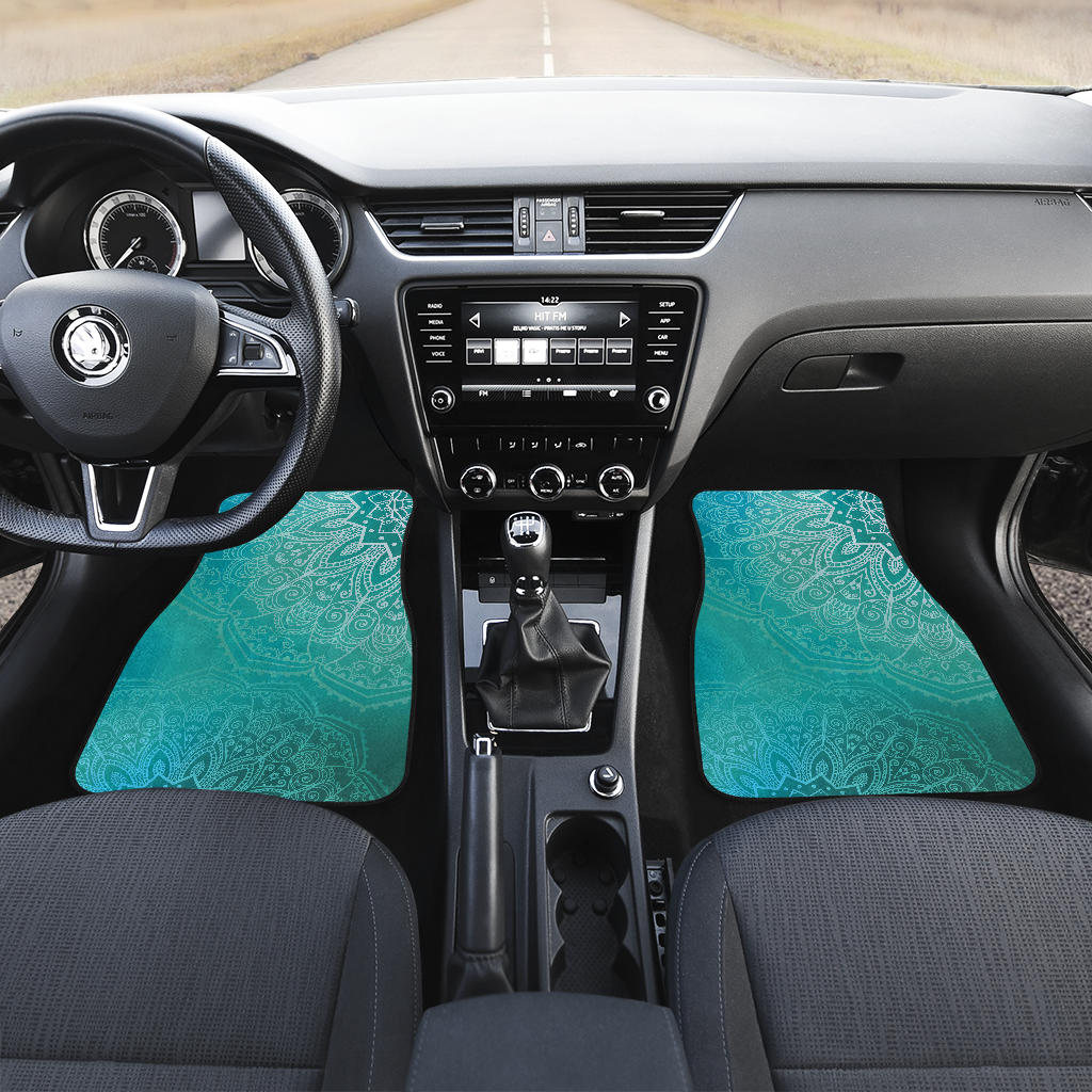 Light Green Teal Mandalas Car Floor Mats