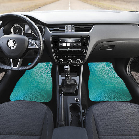 Light Green Teal Mandalas Car Floor Mats