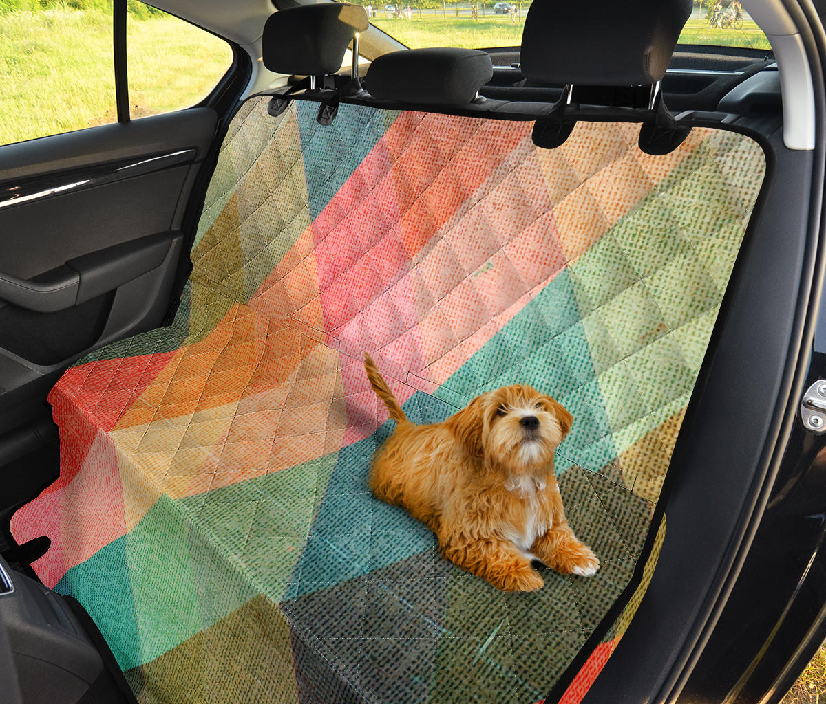 Pastel Diamond Plaid Car Back Seat Pet Cover