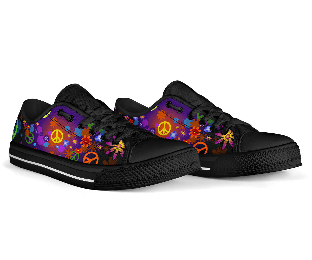 Colorful Peace Signs Black Mens Low Top Shoes