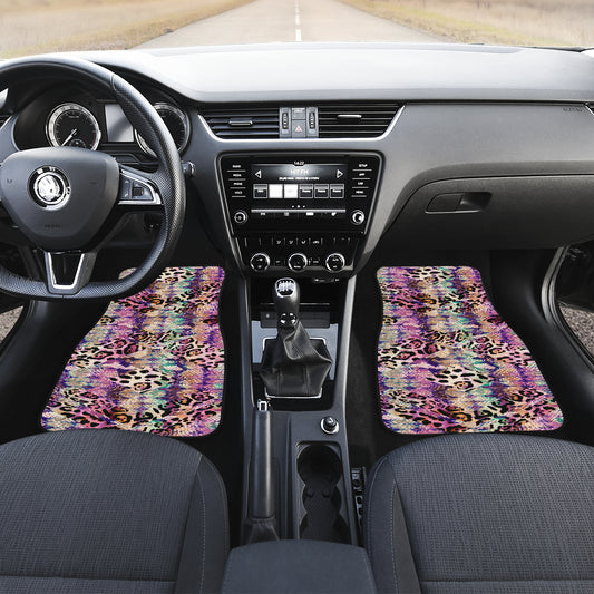 Pink Stripe Animal Print Car Floor Mats