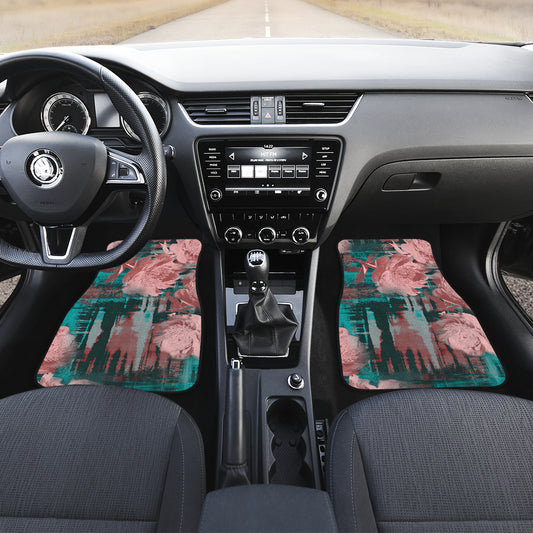 Pink Abstract Floral Car Floor Mats