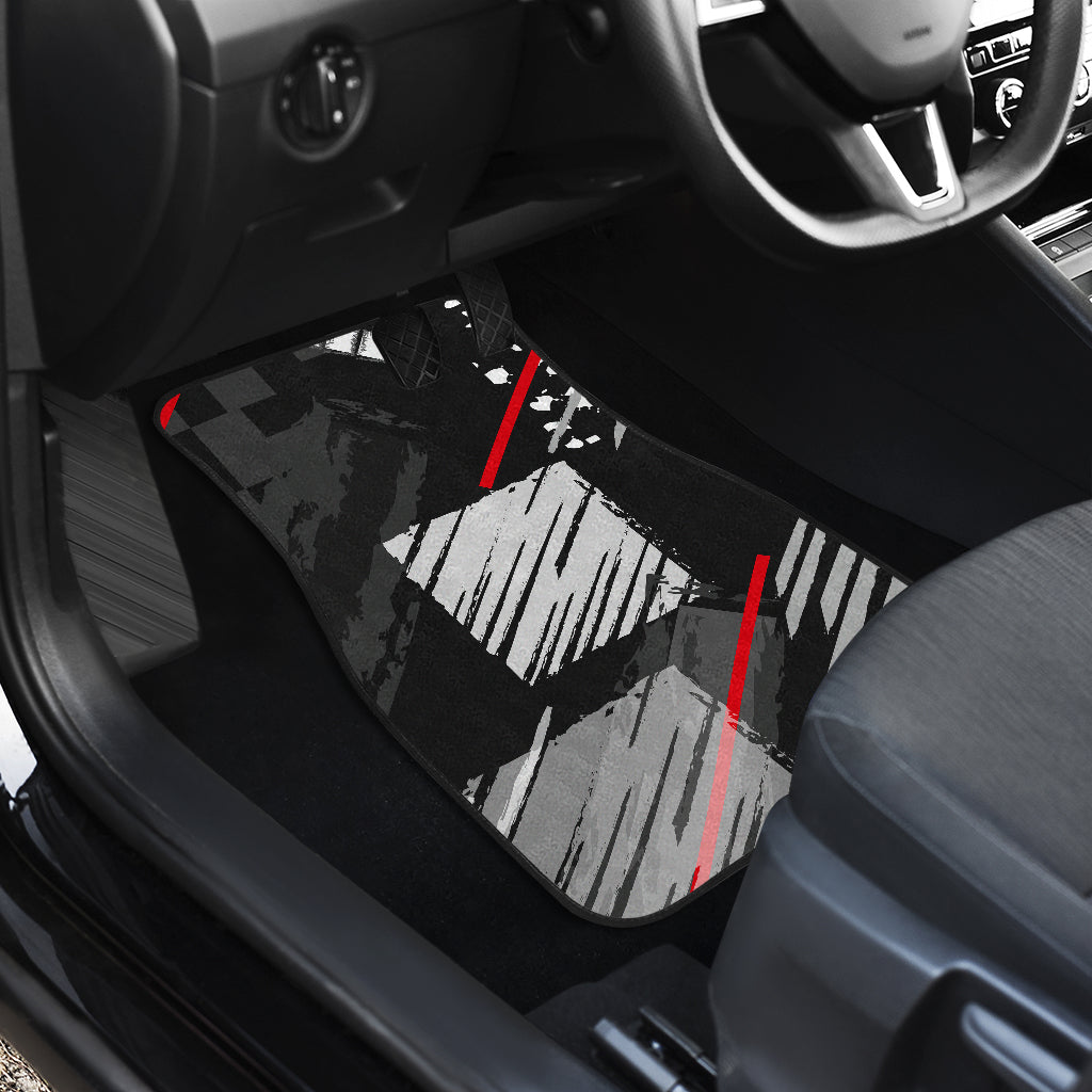 Black Red Abstract Car Floor Mats