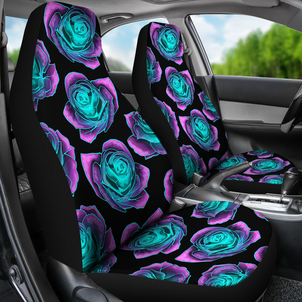 Neon Pink Roses Car Seat Covers