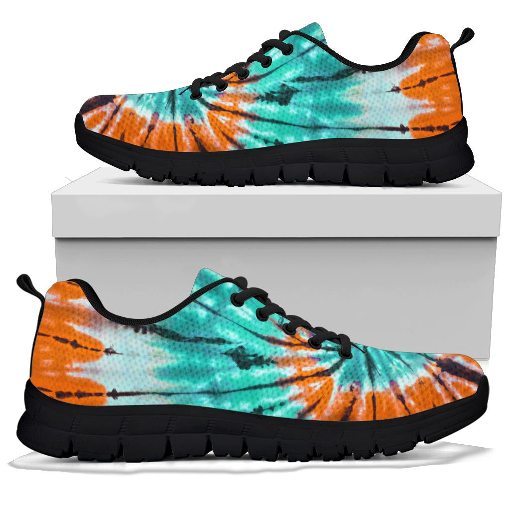 Teal Orange Tie Dye Sneakers