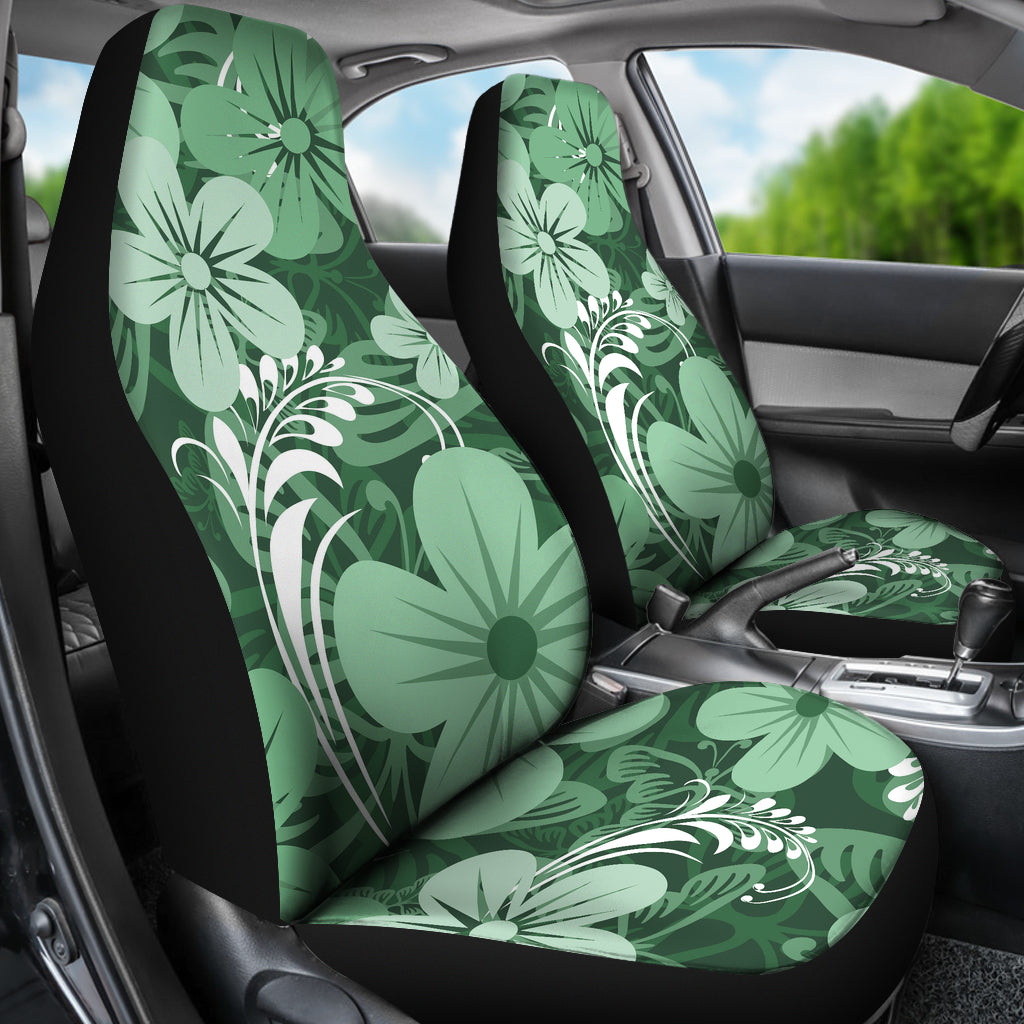 Green Aloha Flowers Car Seat Covers