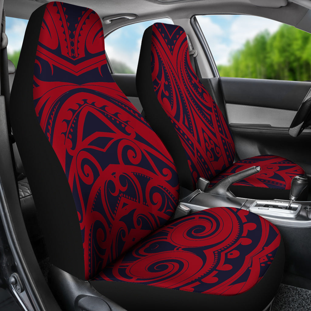 Red Tribal Polynesian Car Seat Covers