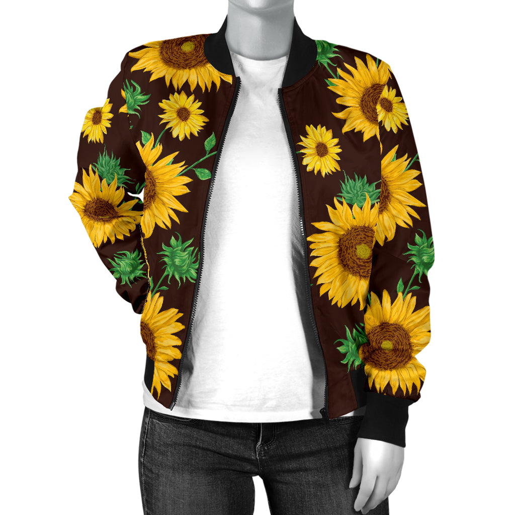 Womens Sunflowers Bomber Jacket