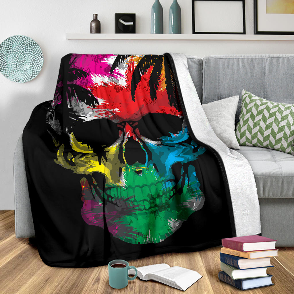 Colorful Tropical Skull Blanket