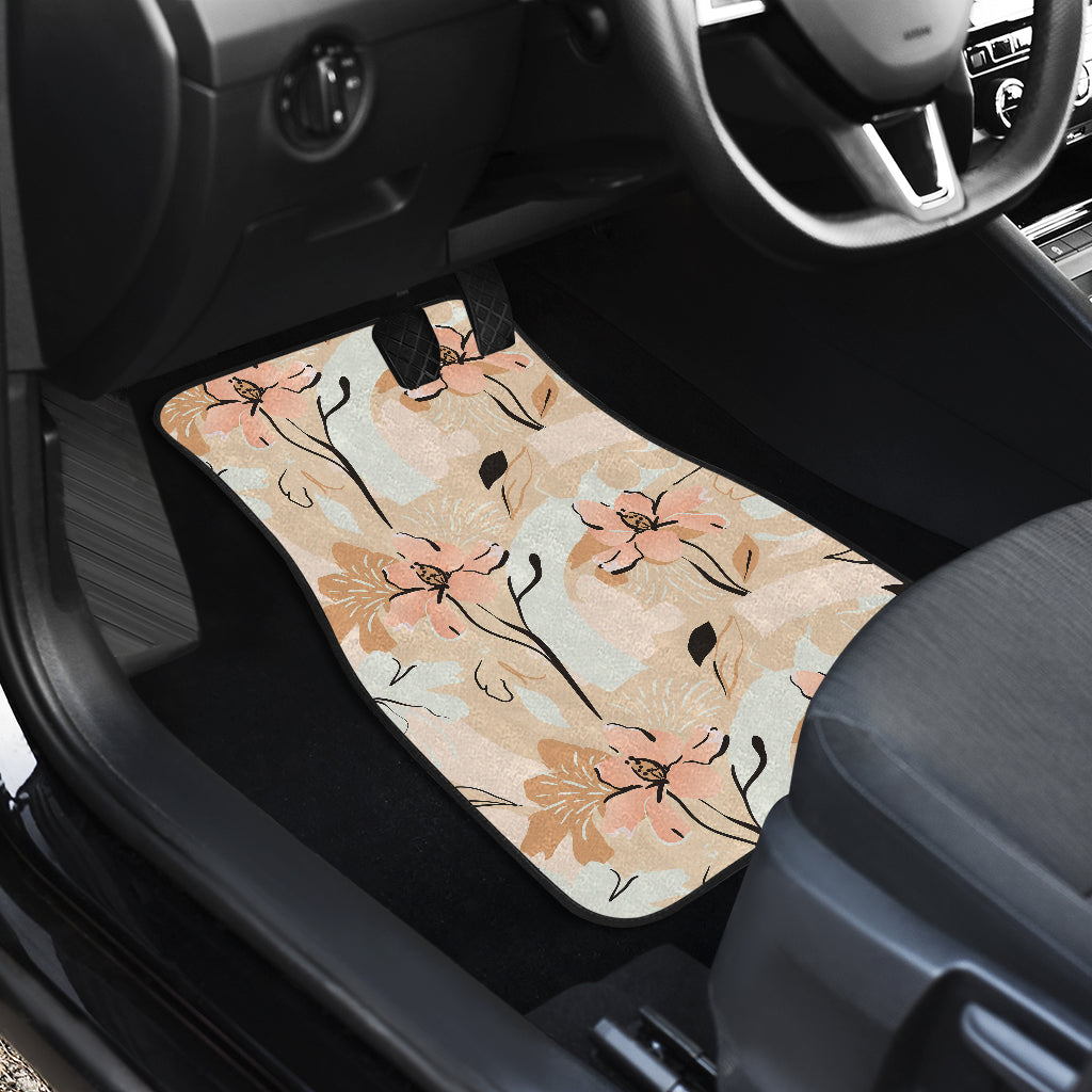 Beige Leaves Car Floor Mats
