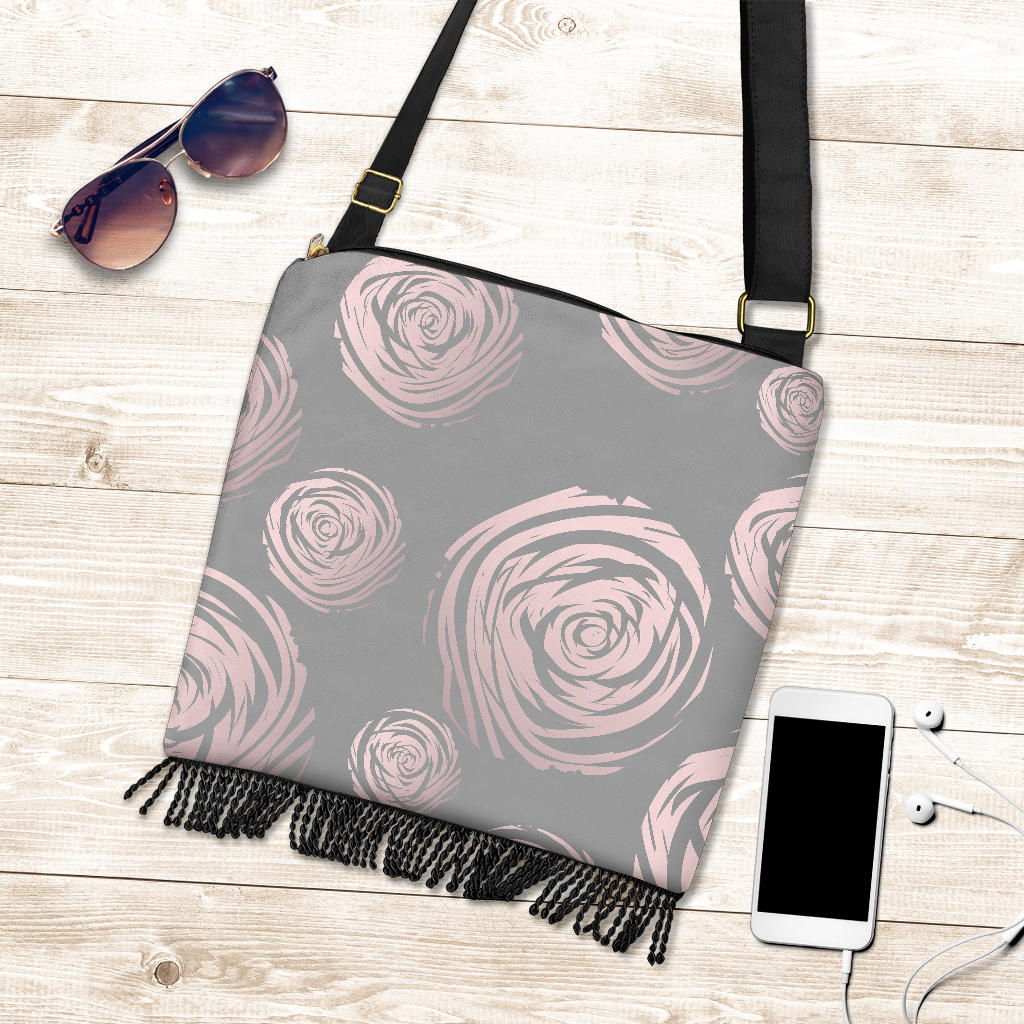 Grey Abstract Spirals Crossbody Bag