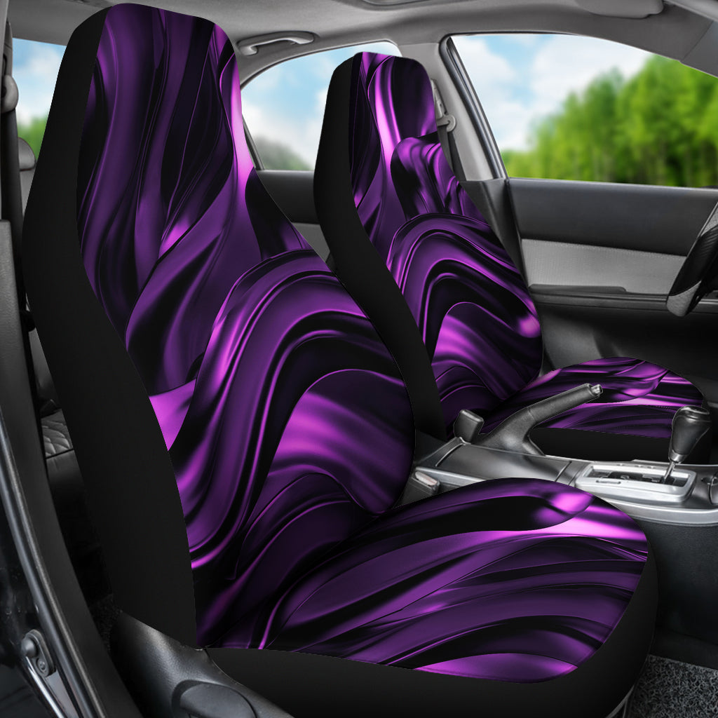 Purple & Black Abstract Swirls Car Seat Covers