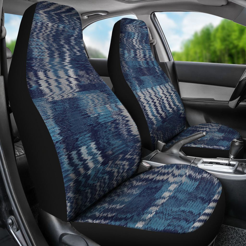 Blue Distorted Abstract Car Seat Covers