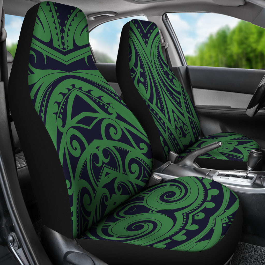 Green Tribal Polynesian Car Seat Covers