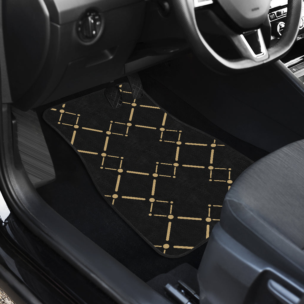 Black & Gold Plaid Car Floor Mats