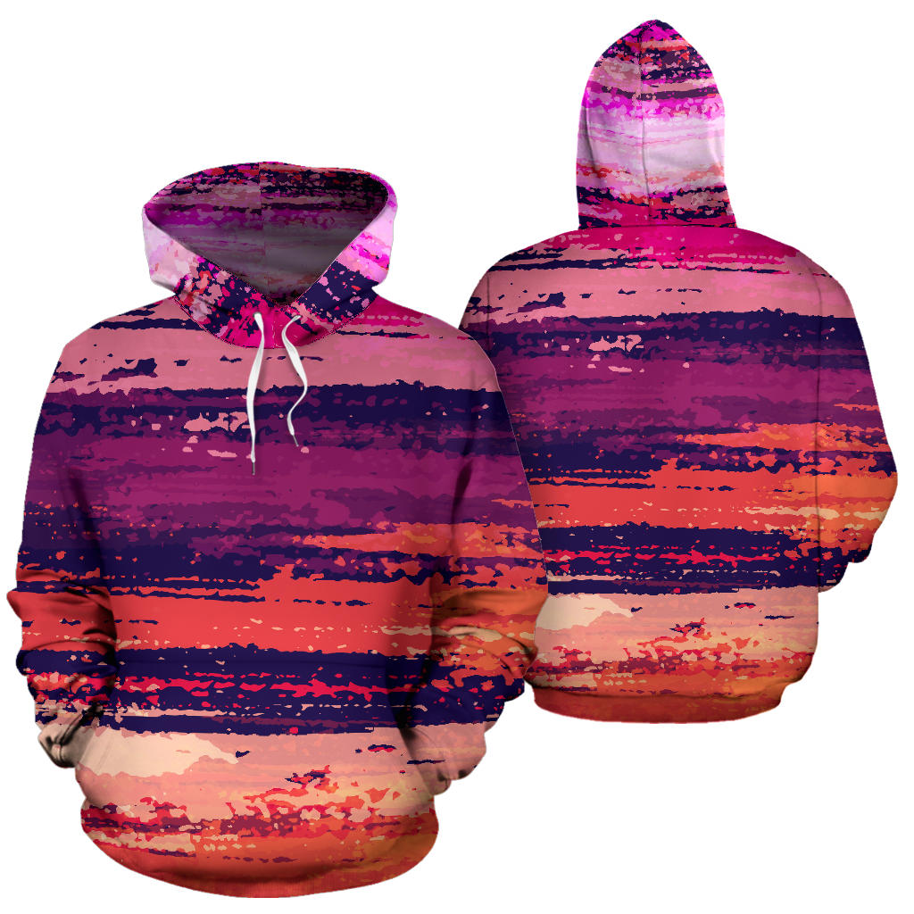 Pink Purple Abstract Stripes Hoodie