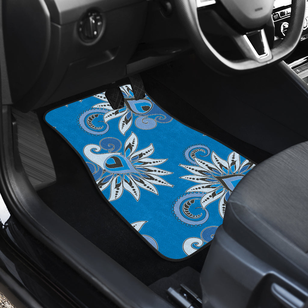 Blue Floral Decor Car Floor Mats