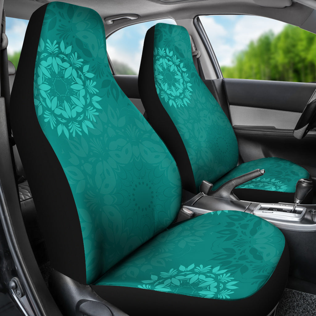Light Green Teal Mandalas Car Seat Covers