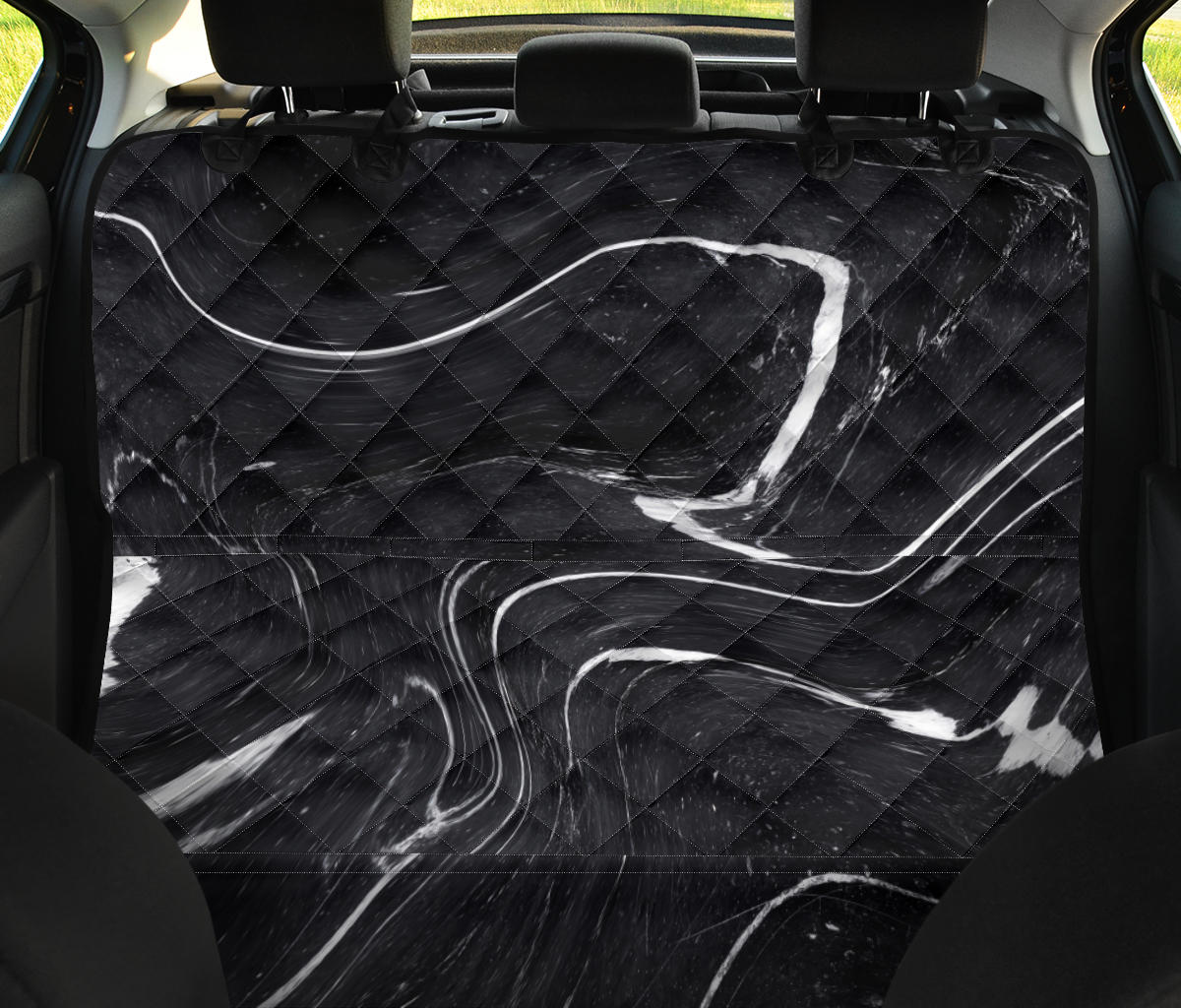 Black & White Swirls Car Back Seat Pet Cover