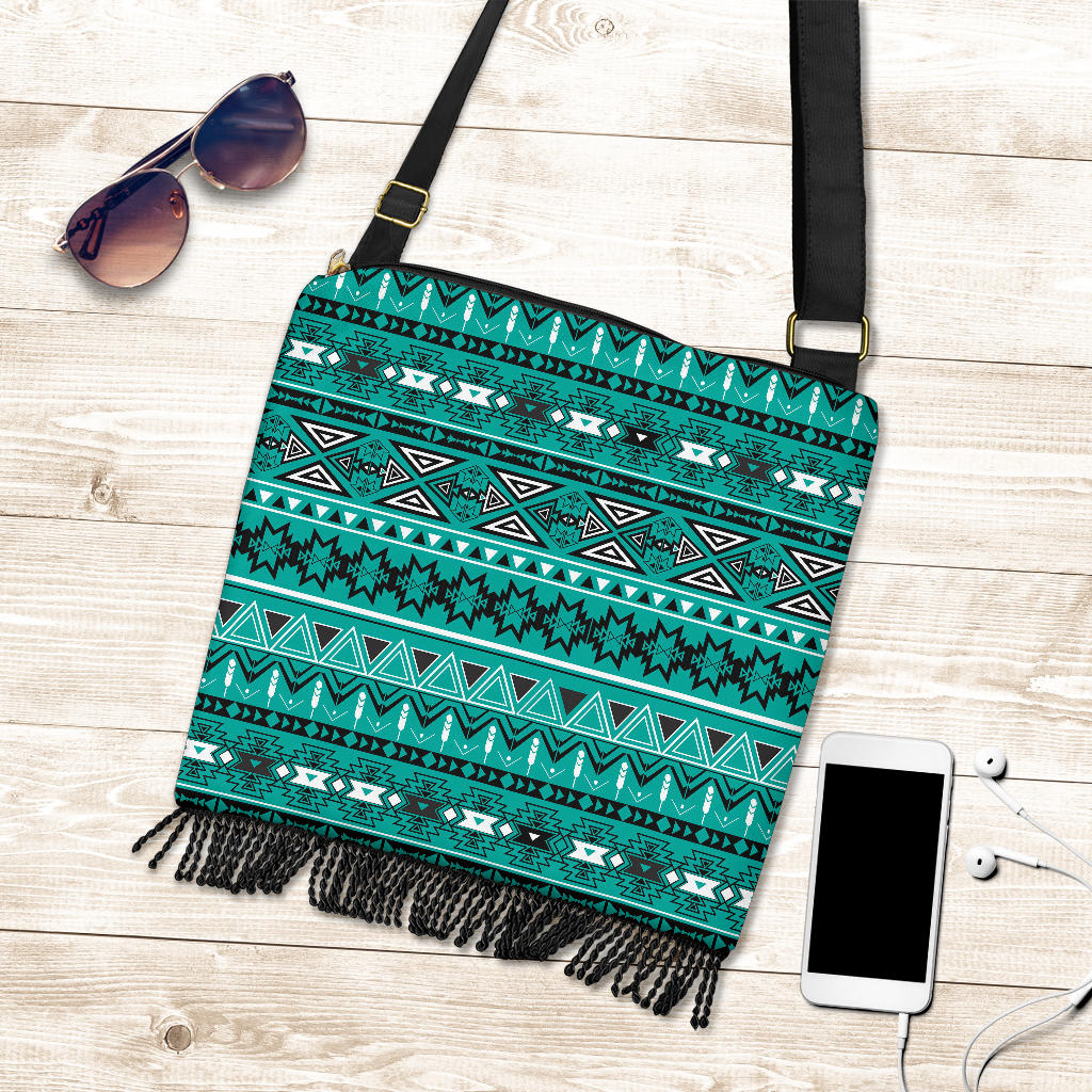 Teal Green Boho Aztec Crossbody Bag