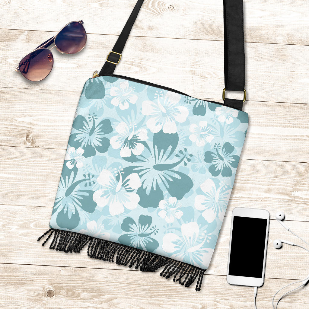 Teal Green Aloha Flowers Crossbody Bag
