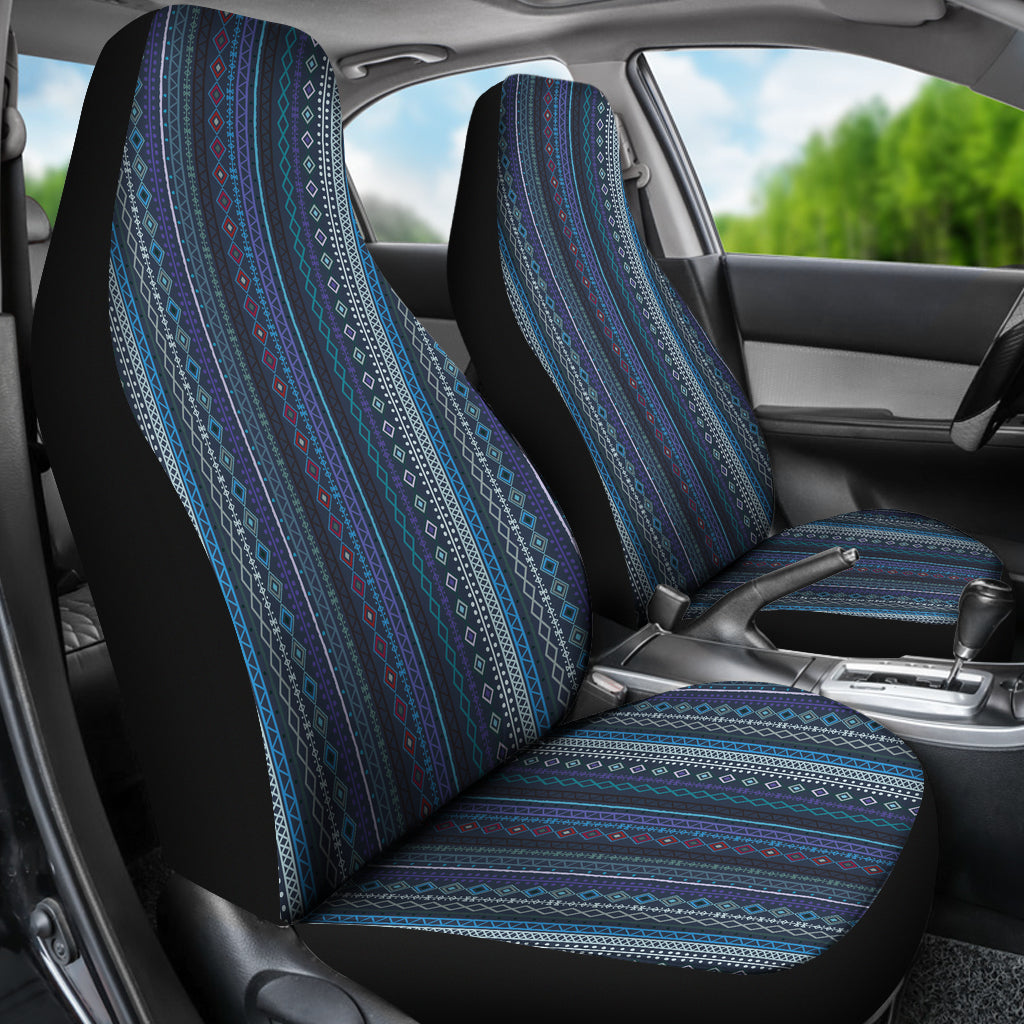 Blue Boho Stripes Decor V3 Car Seat Covers
