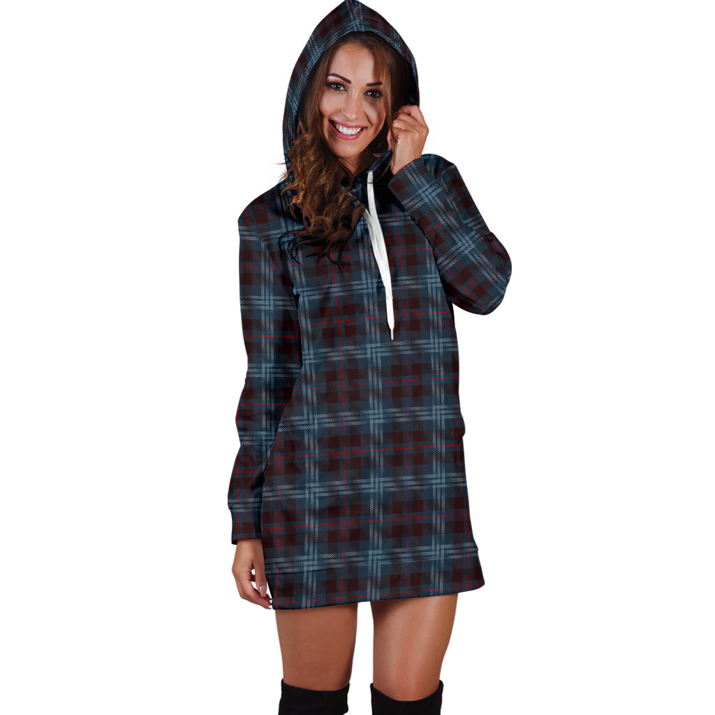 Blue Plaid Womens Hoodie Dress