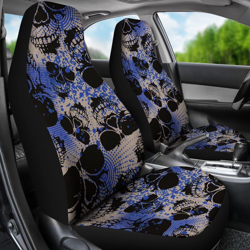 Blue Skulls Car Seat Covers