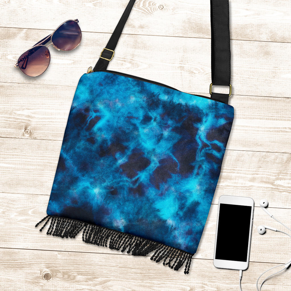 Blue Tie Dye Grunge Crossbody Bag