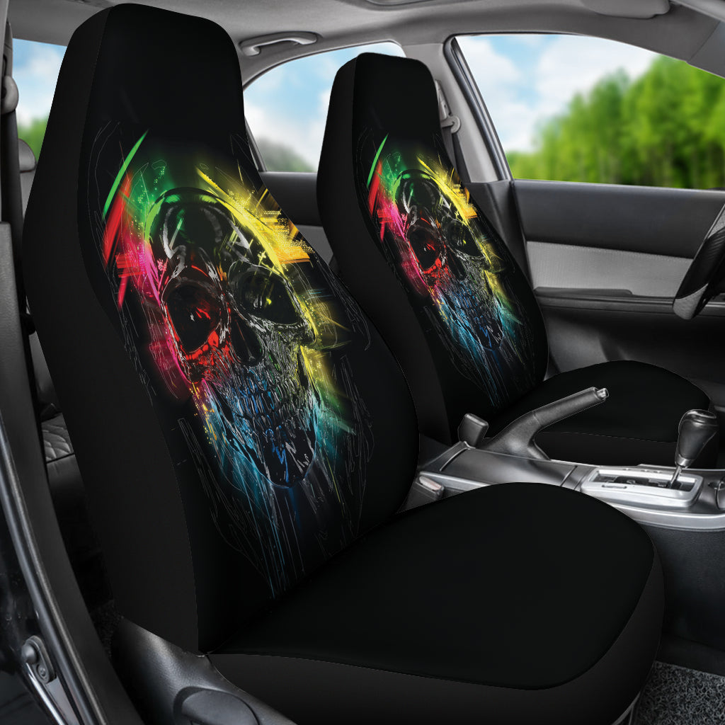 Colorful Abstract Metal Skull Car Seat Covers