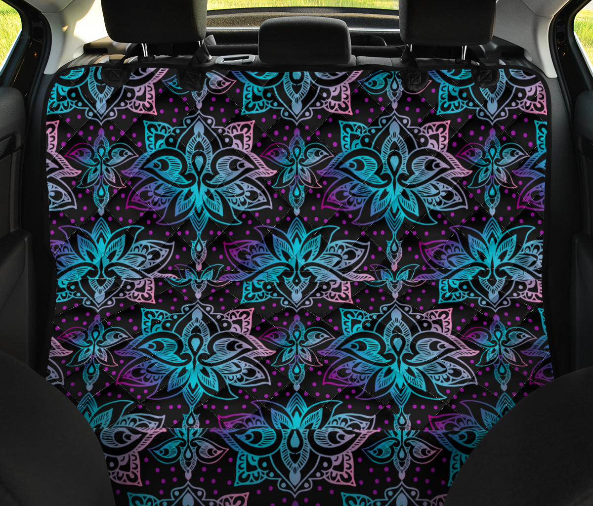 Black Pink Purple Lotus Pet Back Seat Cover