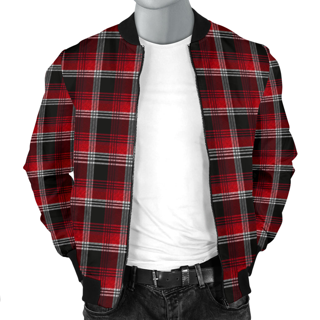 Mens Red Plaid Bomber Jacket