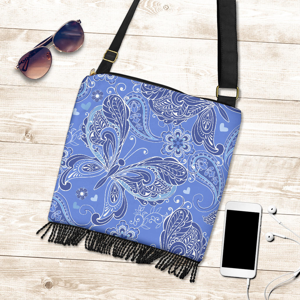 Purple Butterflies Decor Crossbody Bag