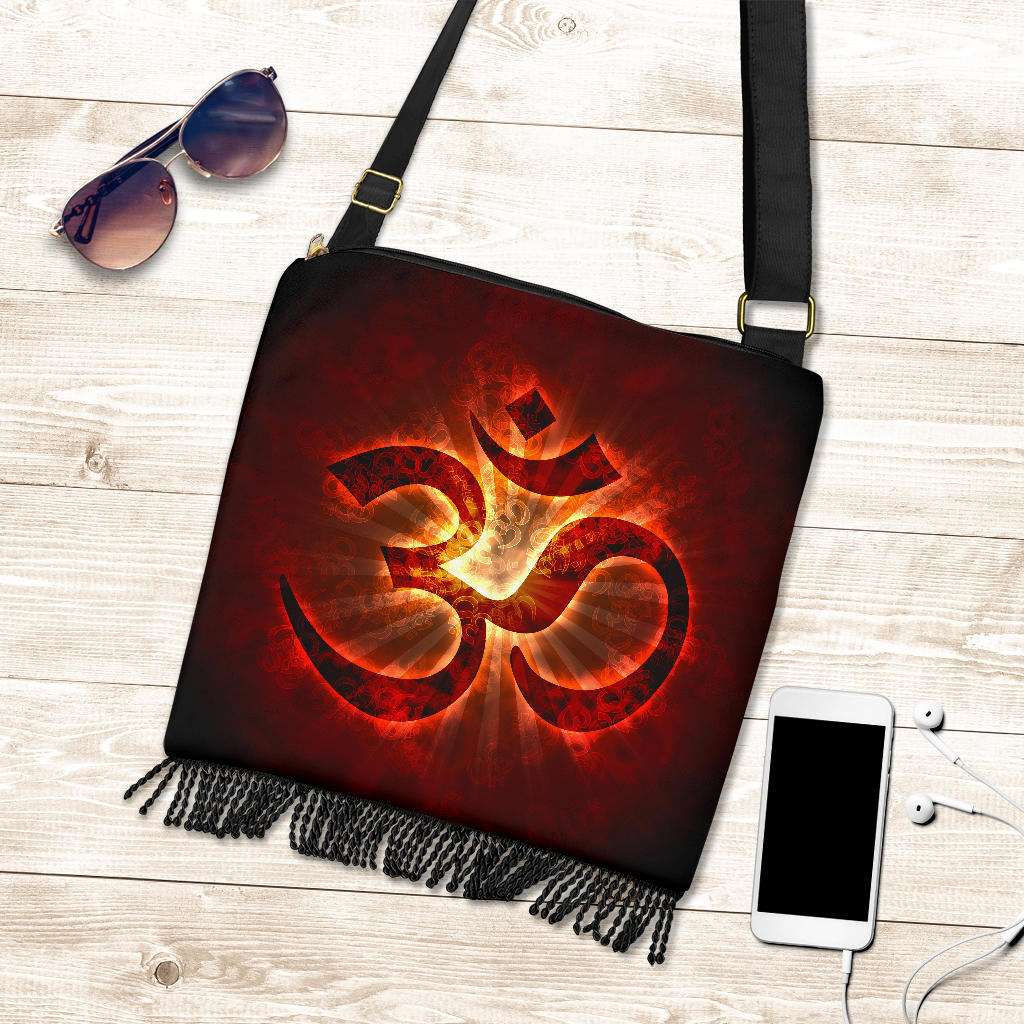 Red Aum Crossbody Bag