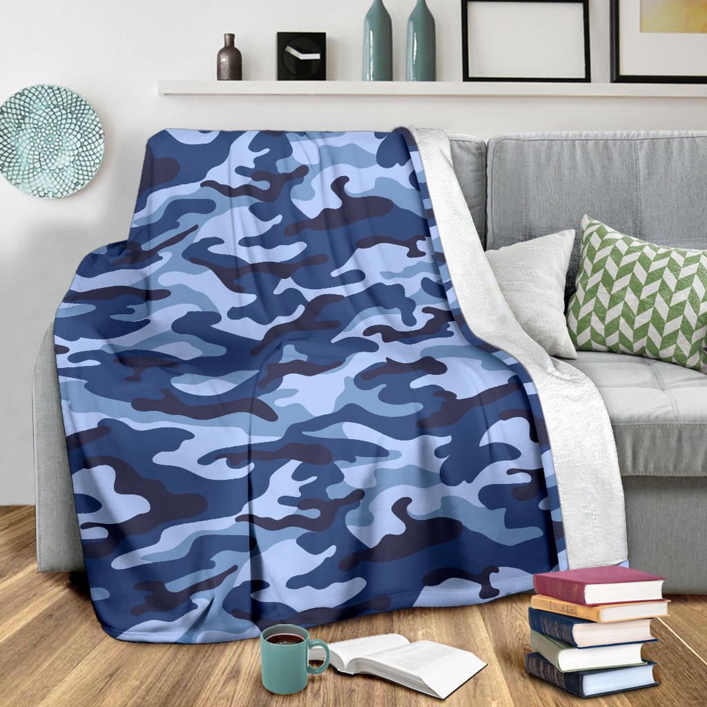 Blue Camouflage Blanket